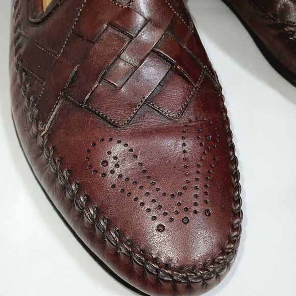 Santoni Leather Slip On Loafer Mens 11.5 D Made In Italy Brown 18865 main image 6
